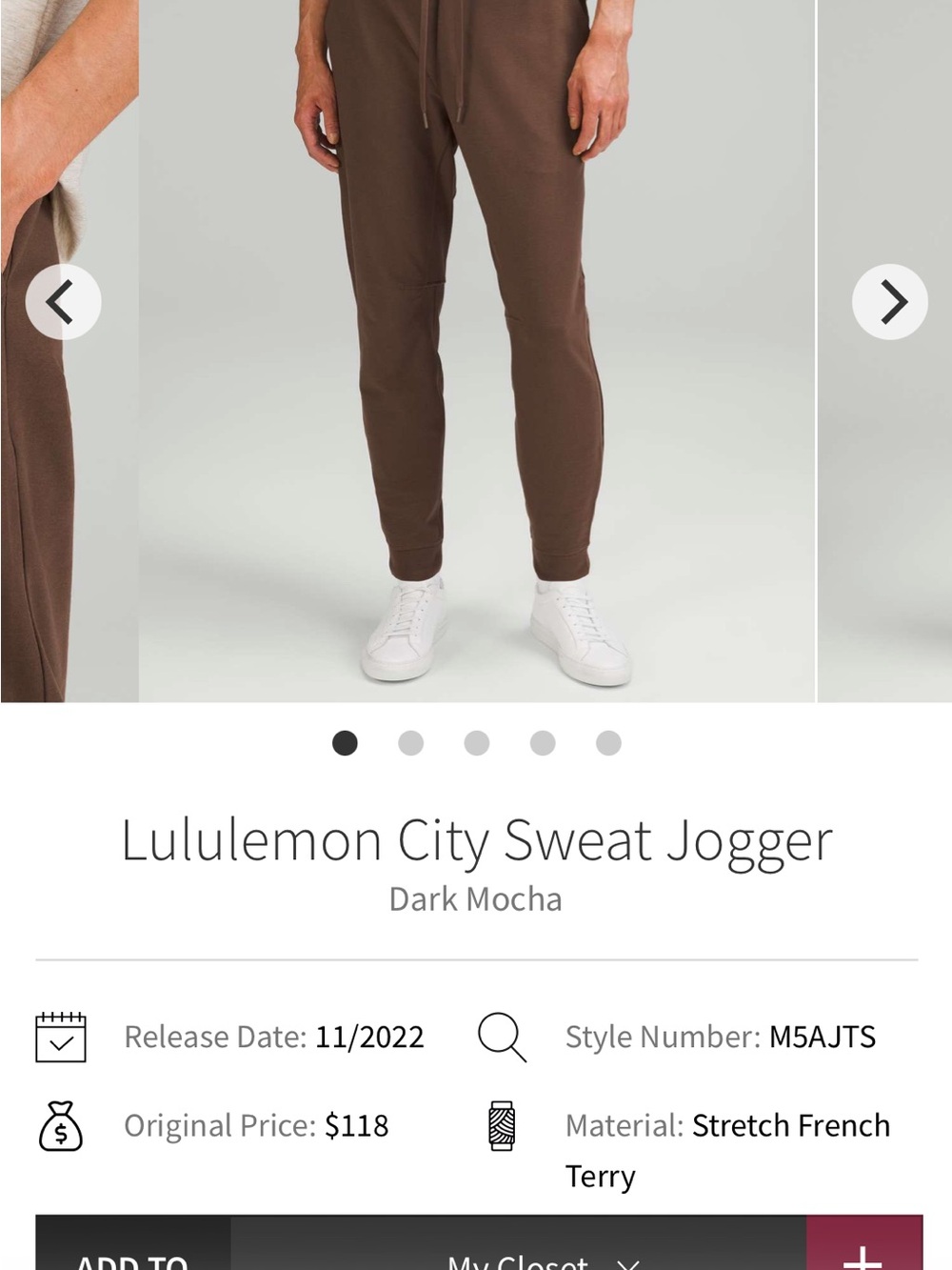 lululemon athletica Men’s City Sweat Jogger - Dark Mocha